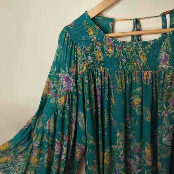 Free People Floral Up For Anything Blouse Balloon Sleeve - Picture 9 of 13